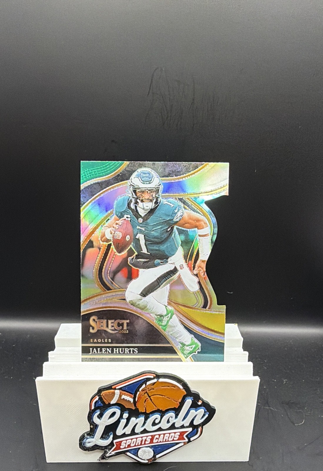 2023 Panini Select - Club Level Jalen Hurts #264 Green & Yellow Prizm Die-Cut