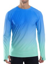 Mens UPF 50 Sun Protection Long Sleeve Swim Shirt Quick Dry Lightweight Fishing