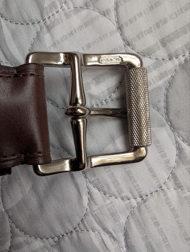 Coach Vintage braun Leder silberfarben strukturierte Schnalle Herren Ledergürtel Gr. 34 - Bild 10 von 20