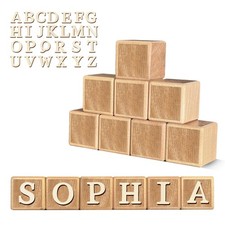 Custom Wooden Name Sign 8-Letter Blocks with 78 Wooden Alphabet Letters, Pe...