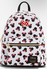 Loungefly Disney Minnie Mouse Mini Backpack Heads Polka Dot Bows Bag