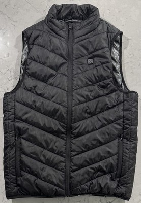 Heated USB Puffer Vest Mens Medium Black Full Zip Body Warmer Not Tested