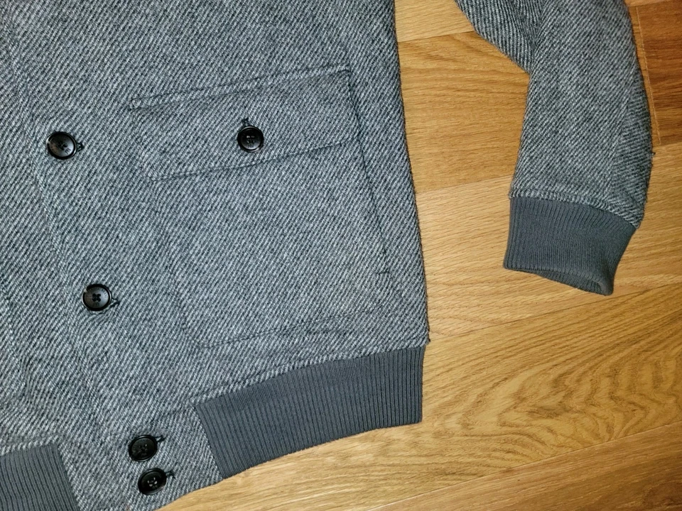 The Normal Brand Mens Jacket Gray Wool Bomber Jacket Medium - Image 2 of 4