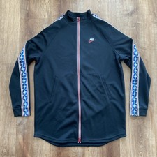 Nike Sportswear Jacket Mens Large Taped Poly Track Top Black 90s