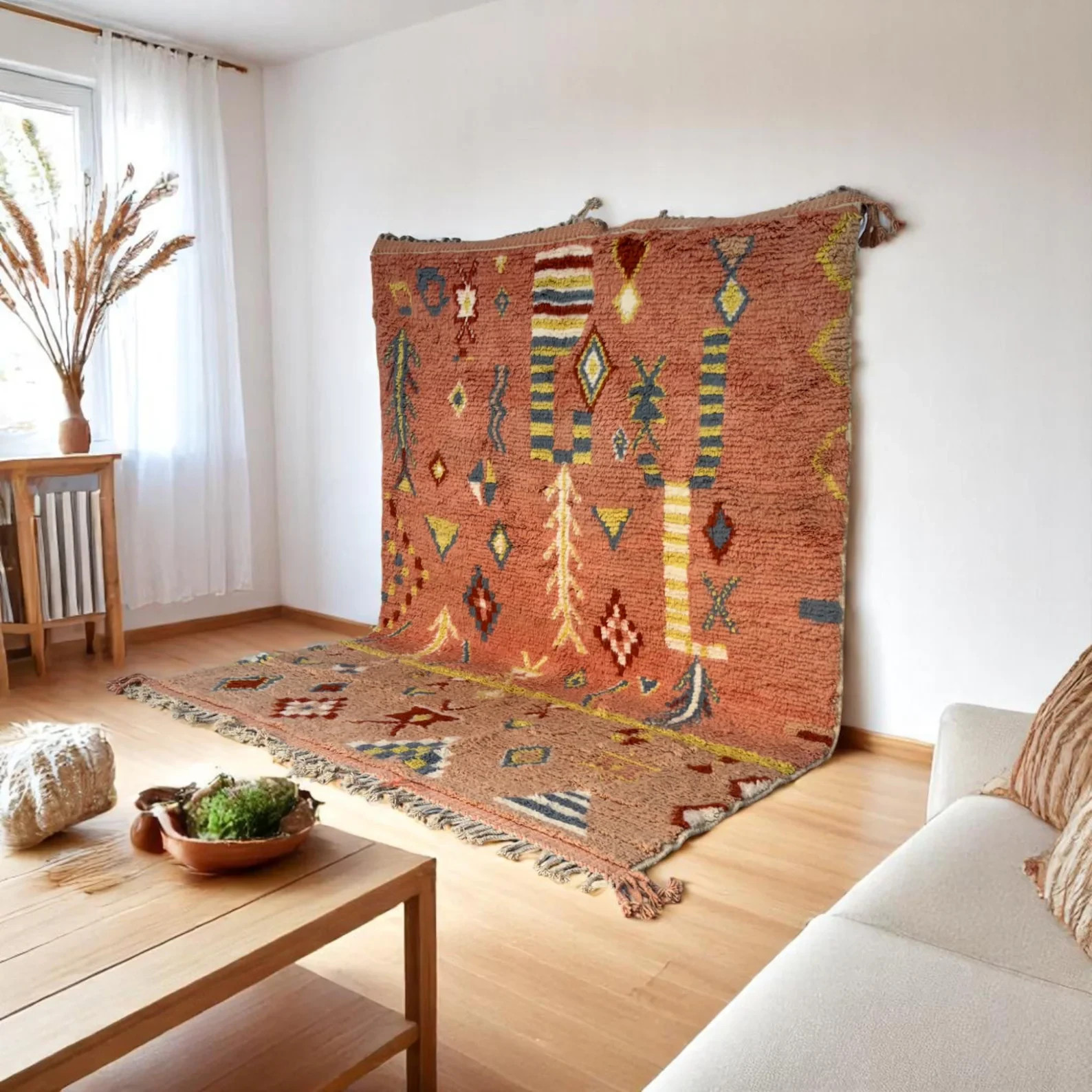 Handwoven Moroccan Berber Wool Rug Color Multicolor Handmade Design Carpet Rug