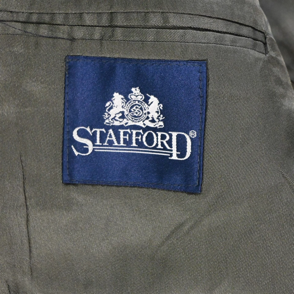 Vtg Stafford 56R 52x30 Gray Glenn Check USA Made Wool Mens Jacket Pants Suit - Image 4 of 4