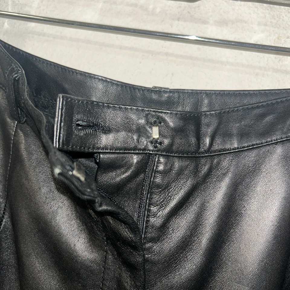 Pantalones de cuero Liz Claiborne para mujer negros tiro alto pierna recta 12, forrados** Foto 3 de 4