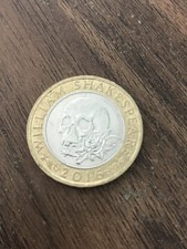 2016 £2 William Shakespeare 2 Pound Coin - Tragedy Skull and Rose