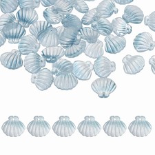 50 Pcs Glass Crystal Bead, Scallop Shape Beads for Jewelry Making, Dark Blue