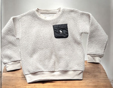 Abercrombie Kids Boys 7/8 Sherpa Fleece Pullover Sweatshirt Cream Long Sleeve..
