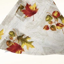 Round Tablecloth Colorful Fall Leaves Harvest Autumn Polyester Cottage Decor 69"