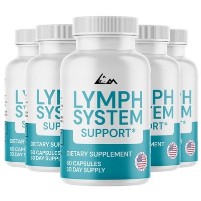 Lymph System Daily Capsules for Support Lymphatic System Supplement, 5 Bottles