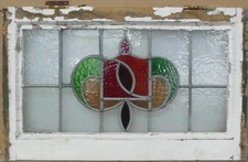 MACKINTOSH ROSE MIDSIZE OLD ENGLISH LEADED STAINED GLASS WINDOW 25.75" X 16.25"