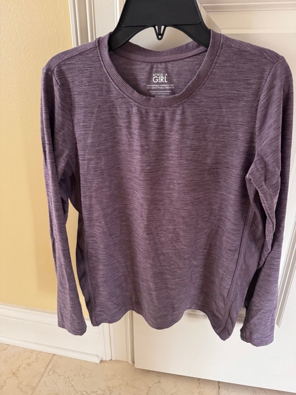 Athleta Girls Dark Purple Long Sleeve Crew Neck Pullover Shirt Size L 12