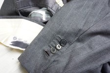 Loro Piana Mainline Gray Pinstriped S130s Wool 2 Pc Suit Jacket Pants Sz 42R