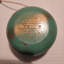 Vintage 1930s Duncan Genuine Tournament Wooden Yo-Yo Green Gold Seal Big G