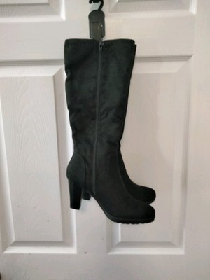 New Mysoft Women's Faux Suede Black Mid Calf Boots Size 7