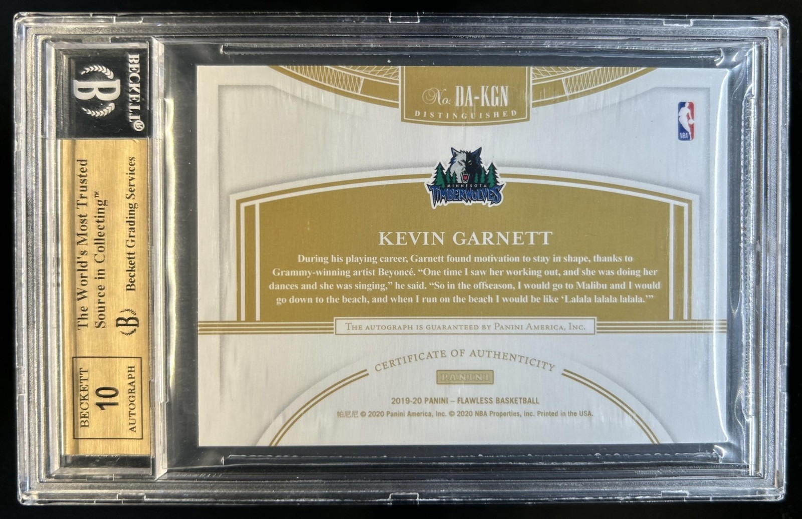 2019-20 Panini Flawless Kevin Garnett Distinguished Auto #/25 BGS 9.5/10 view 2