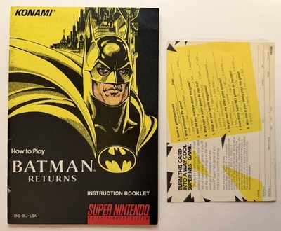 Batman Returns SNES (Super Nintendo) Instruction Manual + Registration Card Only