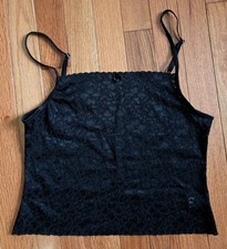 Y2K EVA CERVANTES Black Stretch Lace Cropped Cami Camisole Bow Size Medium