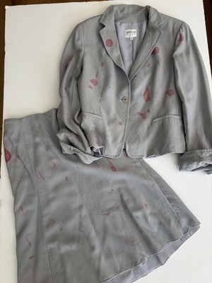 Armani Collezioni Gray Jacket Skirt Suit Splattered Blood Halloween Costume Sz 6