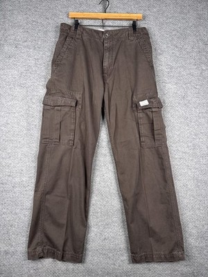 Vintage Levis Mens 33x32 Khaki Cargo Loose Straight Pants Baggy Y2K Flap Pockets