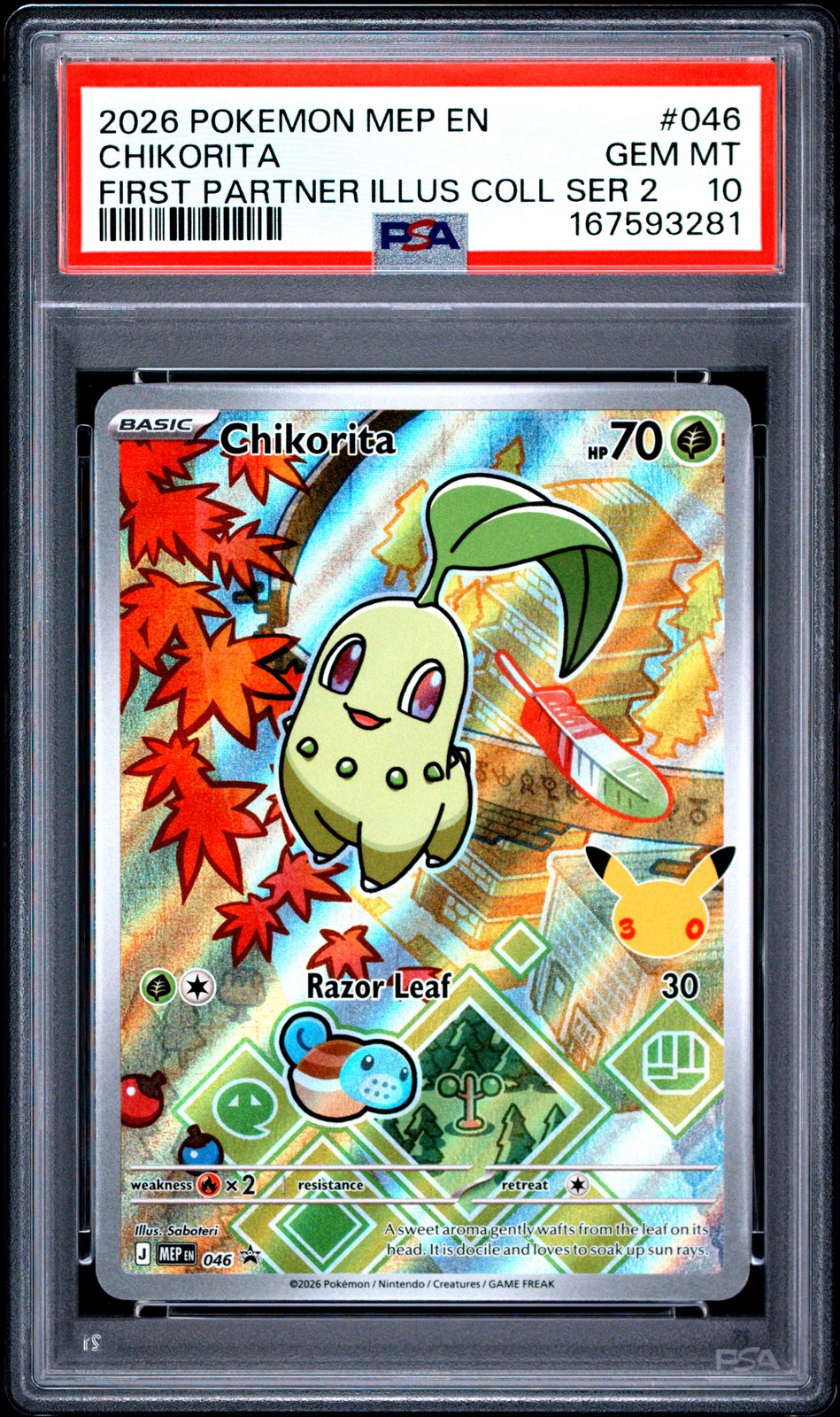 2026 POKEMON MEP EN-ME BLACK STAR PROMO #046 CHIKORITA PSA 10