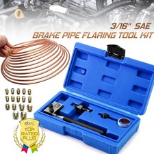 3/16"SAE Brake Pipe Flare Flaring Tool & 25ft Hose Pipe Fittings Nuts Set Garage