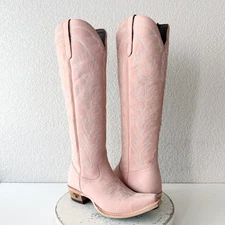 Lane SANDAGA Knee High Womens Cowboy Boots 8 Blush Pink Cowgirl Western Tall