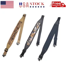 Camouflage 2 Point Rifle Gun Sling with Swivels & Neoprene Shoulder Padded Strap
