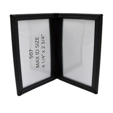 Perfect Fit Double ID Dress Leather Credential Case Black Wallet 4.25 X 2.75 USA