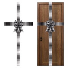 Large Burlap Ribbon Bow Black and White Buffalo Plaid Bows for Christmas Tree...