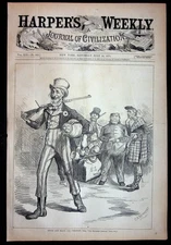 C. S. Reinhart Harper's Weekly COVER ONLY July 24 1875 Uncle Sam Rifleman