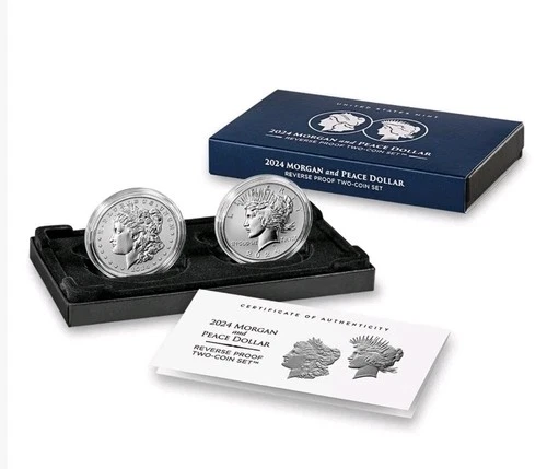 2024 Morgan And Peace Dollar Reverse Proof Two-coin Set OGP/COA "24XS"