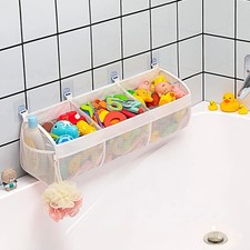 3 Compartment Horizontal Openings Bath Toy Organizer for Tub