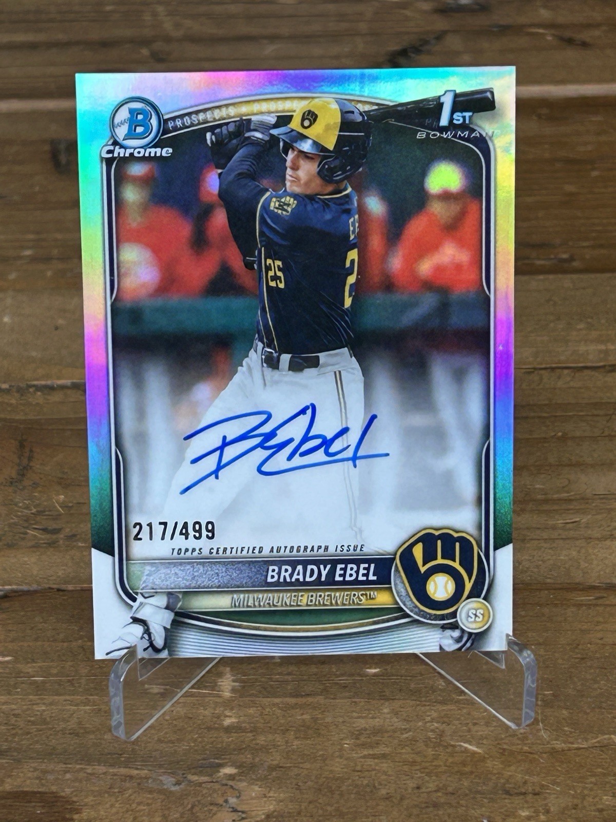 2025 Bowman Draft Chrome Brady Ebel 1st Refractor Auto /499 #CPA-BE Brewers SP