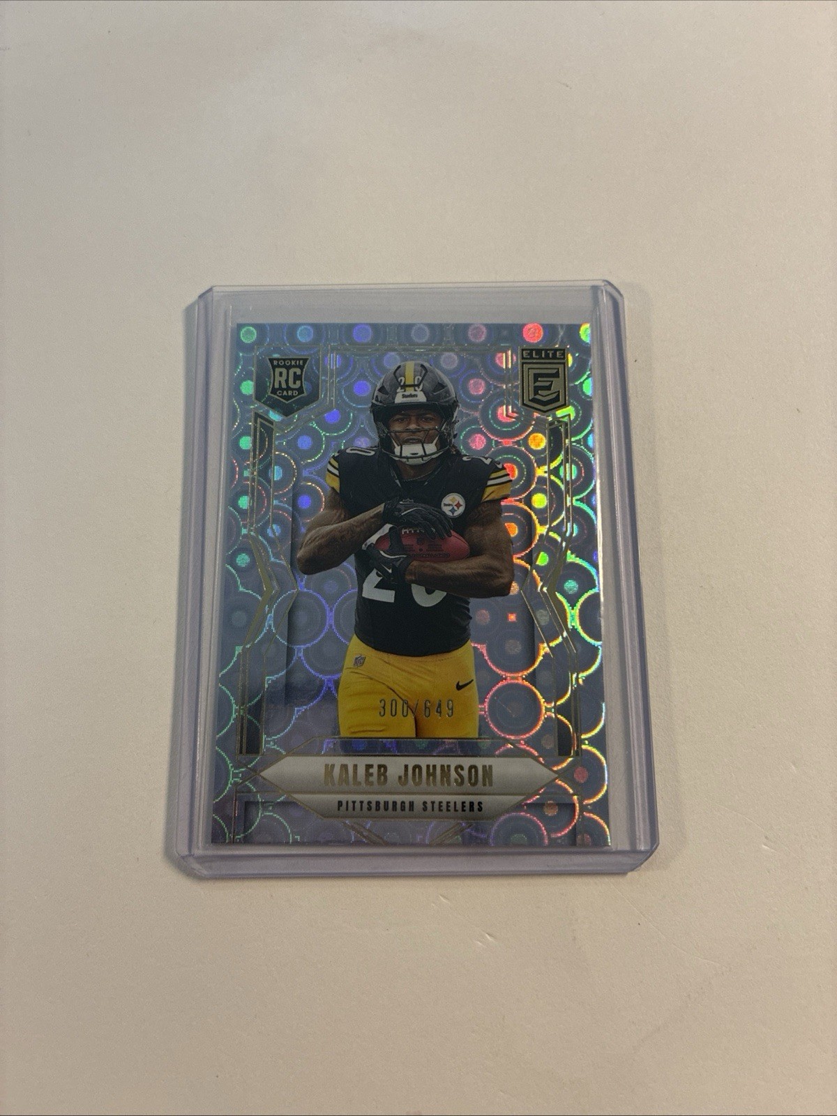 2025 Panini Donruss Elite Kaleb Johnson #127 Lavender Pyramids 300 /649 RC