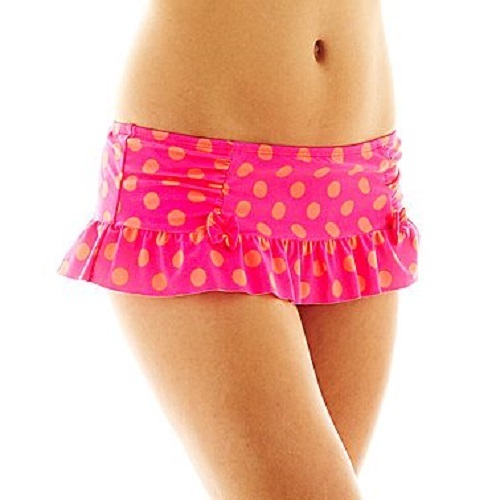 women's JUNIORS LARGE ARIZONA pink polka dot swim skirt
