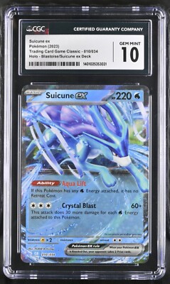 Suicune ex CLB 010/034 Pokémon Card - CGC 10 GRADED GEM MINT
