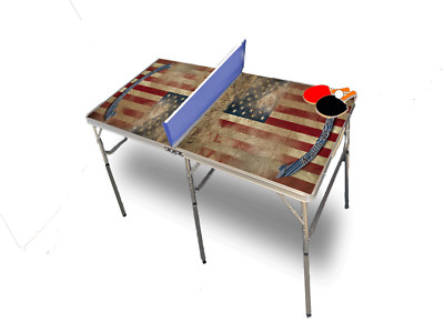 Constitution Flag Portable Tennis Ping Pong Folding Table w/Accessories