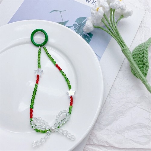 Beaded Bowknot Charm Pendant Chain Y2K Style Phone Straps Pocket Keychain Strap - Photo 7/8