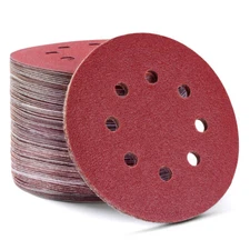 100PCS 5 inch Sanding Disc 40 Grit Hook and Loop 8-Hole Orbital Sander Paper Pad