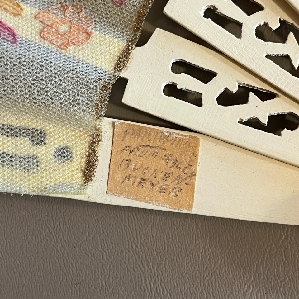 Винтажный деревянный и холщовый ручной вентилятор складной 1940-1950 Филиппины антикварный - Изображение 3 из 4