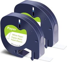 Replace for DYMO LetraTag Refills 91330 Paper Label Tape Self-Adhesive 12mm 2PCS