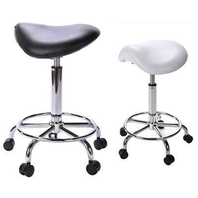 Kriphora Adjustable Hydraulic Saddle Stool Rolling Chair in Black in