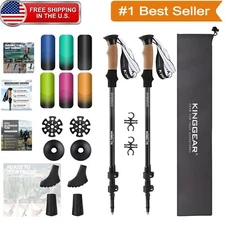 High-Performance Collapsible Trekking Poles - Natural Cork Grips, 54" Max Height