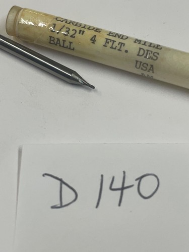1 NEU USA 1/32" DURCHMESSER HARTMETALL SCHAFTFRÄSER 4FL DE BALL 1-1/2" OAL 1/16" LOC (D140) - Bild 2 von 4