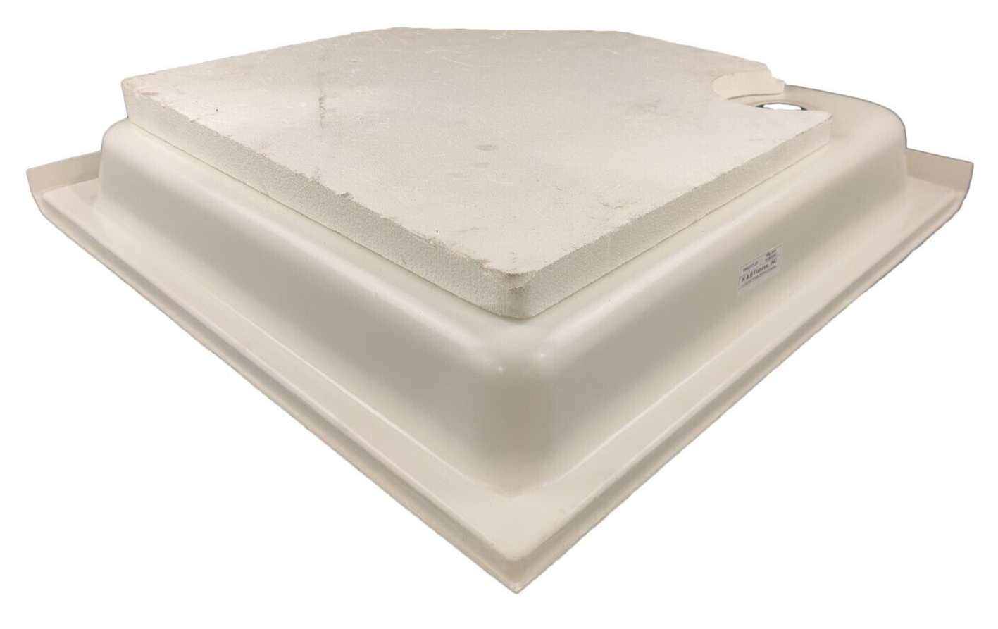 RV Corner Shower Pan Base 27" White Right Drain Trailer Camper Wash