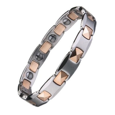 ROSE GOLD IP & SHINY POLISHED MENS NEW TUNGSTEN BRACELET  