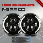 Pair 7" Inch Round LED Headlights High Low Beam DRL Fit Morris Minor 1955-1971